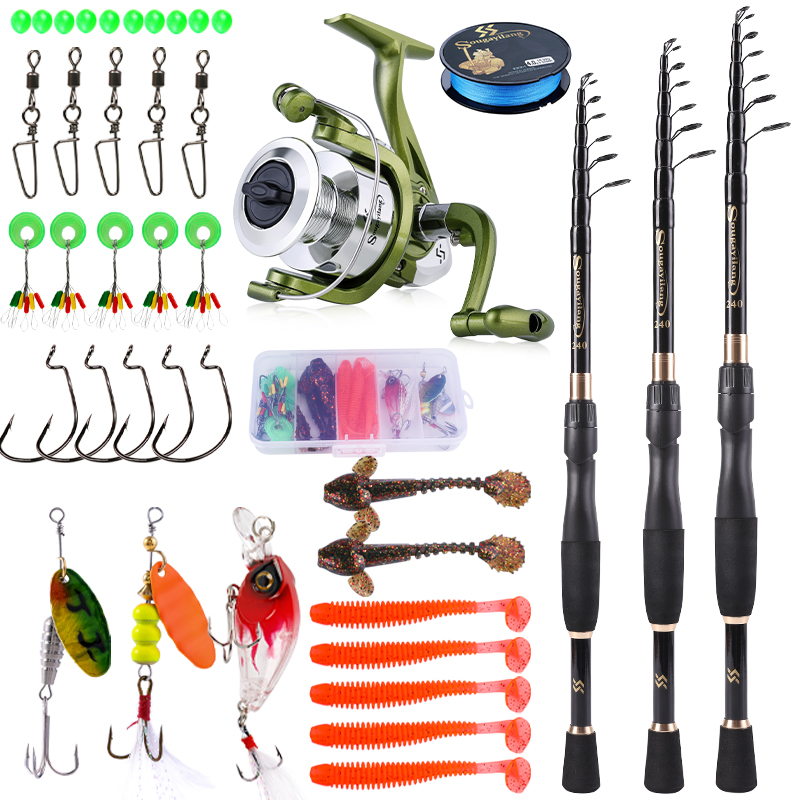 Fishing Rod Spinning - Sougayilang teleskopik balıkçılık Combo 1.8-2.4m karbon