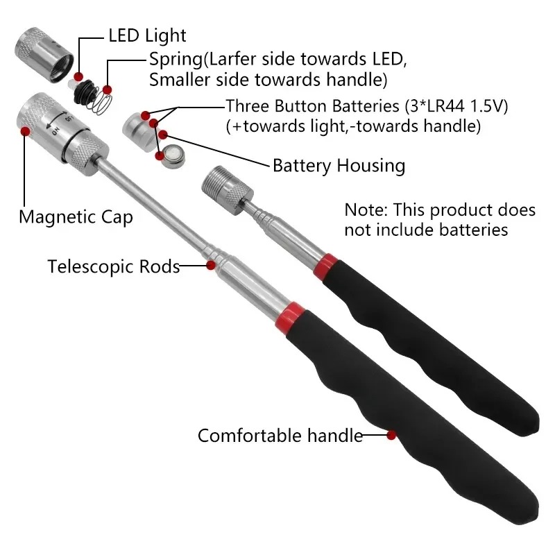 Fishing Rod Telescopic - Teleskopik Manyetik Kalem LED Işıklı Uzatılabilir